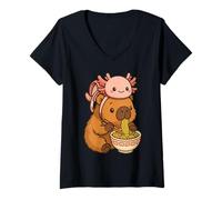 Donna Cute Capybara e Turtle Zaino Ramen Kawaii Capibara Kids Maglietta con Collo a V