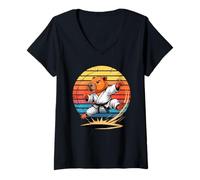Donna Cute Capybara Karate Black Belt Martial Arts Maglietta con Collo a V