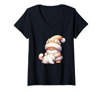 Donna Cute Cat Dad Gnome Graphic For Cat Lover With Cuddly Cat Maglietta con Collo a V