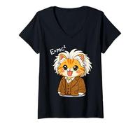 Donna Cute Cat E=MC2 Divertente Scienza Matematica Fisica Equazioni Bambini Maglietta con Collo a V