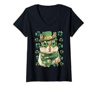 Donna Cute Chipmunk in Hearts Occhiali da Sole Shamrocks St Patricks Day Maglietta con Collo a V