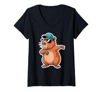 Donna Cute Dabbing Capybara Animal Boys Men Toddler Kids Maglietta con Collo a V