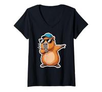 Donna Cute Dabbing Capybara Animal Boys Men Toddler Kids Maglietta con Collo a V