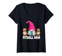 Donna Cute Dog Grandma Graphic for GNOME Lover Funny Pitbull Mom Maglietta con Collo a V