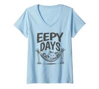 Donna Cute Eepy Days Cat Sleeping Kitty Women Girl Sleepy Cat Meme Maglietta con Collo a V