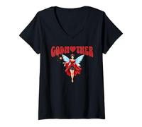 Donna Cute Fairy Godmother Celebration of Godmothers & Godparents Maglietta con Collo a V