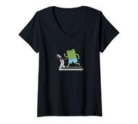 Donna Cute Frog Funny Fitness Gym Workout Weightlifting Maglietta con Collo a V