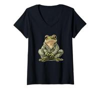 Donna Cute Frog in Sleepwear Outfit per gli amanti del pigiama Maglietta con Collo a V
