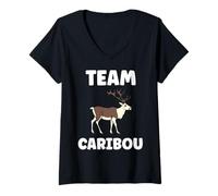 Donna Cute Funny caribous Animals Little Simple Team Caribou Maglietta con Collo a V