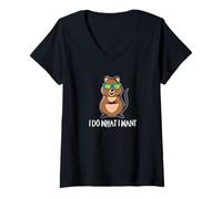 Donna Cute Funny Kawaii Kids I Do What I Want Quokka Lover Maglietta con Collo a V