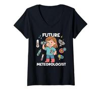 Donna Cute Future Meteorologist Kids Girl Junior Weather Scientist Maglietta con Collo a V