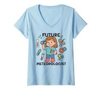 Donna Cute Future Meteorologist Kids Girl Weather Scientist White Maglietta con Collo a V