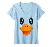Donna Cute Goose Duck Face Halloween Matching Group Funny Costume Maglietta con Collo a V