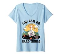 Donna Cute Goose, You Can Do Hard Things, Duck Positive Citazione Tee Maglietta con Collo a V