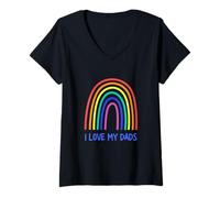 Donna Cute I Love My Daddies Rainbow Family Two Fathers 2 Daddies Maglietta con Collo a V