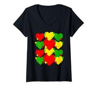 Donna Cute Juneteenth Outfits Women Red Black Yellow Green African Maglietta con Collo a V