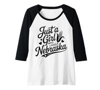 Donna Cute Just A Girl Who Loves Nebraska, Women's Girls Tween Maglia con Maniche Raglan