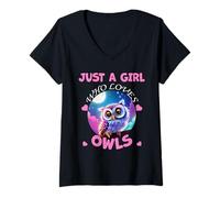 Donna Cute Just A Girl Who Loves Owls animali Donne e ragazze Maglietta con Collo a V