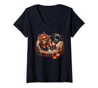 Donna Cute Labrador Retriever Stuff Autumn Vibes for Cozy Season Maglietta con Collo a V