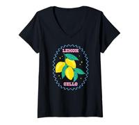 Donna Cute Lemon Cello Fresh Fruits Summer Lemons Lemonade Maglietta con Collo a V