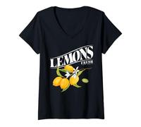 Donna Cute Lemon Fruit Fresh And Juicy Capri Lemons Maglietta con Collo a V