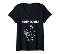 Donna Cute Little Animals Birds Simple Funny Holly Guinea Fowl Maglietta con Collo a V