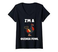 Donna Cute Little Animals Birds Simple I'm a Guinea Fowl Maglietta con Collo a V