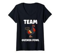 Donna Cute Little Animals Minimalist Birds Simple Team Guinea Fowl Maglietta con Collo a V