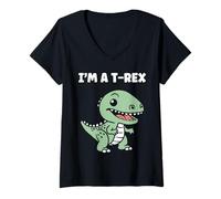 Donna Cute little minimalist tyrannosaurus dinosaur i'm a t-rex Maglietta con Collo a V
