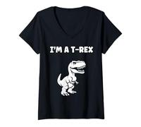 Donna Cute little minimalist tyrannosaurus dinosaur i'm a t-rex Maglietta con Collo a V