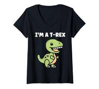 Donna Cute little minimalist tyrannosaurus dinosaur i'm a t-rex Maglietta con Collo a V