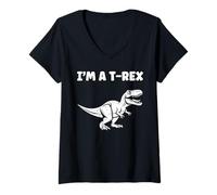 Donna Cute little minimalist tyrannosaurus dinosaur i'm a t-rex Maglietta con Collo a V