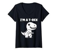 Donna Cute little minimalist tyrannosaurus dinosaur i'm a t-rex Maglietta con Collo a V