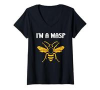 Donna Cute Little wasp Funny Minimalist Simple i'm a wasp Maglietta con Collo a V