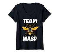 Donna Cute Little wasp Funny Minimalist Simple team wasp Maglietta con Collo a V