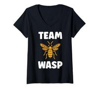 Donna Cute Little wasp Funny Minimalist Simple team wasp Maglietta con Collo a V
