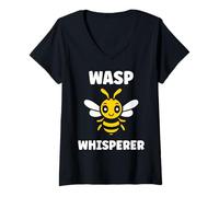 Donna Cute Little wasp Funny Minimalist Simple Whisperer wasp Maglietta con Collo a V