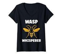 Donna Cute Little wasp Funny Minimalist Simple Whisperer wasp Maglietta con Collo a V