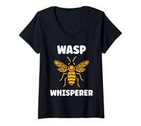 Donna Cute Little wasp Funny Minimalist Simple Whisperer wasp Maglietta con Collo a V