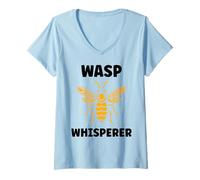 Donna Cute Little wasp Funny Minimalist Simple Whisperer wasp Maglietta con Collo a V