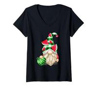 Donna Cute Melon Fruit Lover for GNOME Lover Watermelon GNOME Maglietta con Collo a V