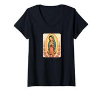 Donna Cute Our Lady of Guadalupe Design Maglietta con Collo a V