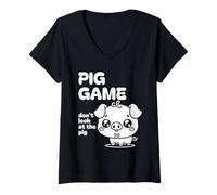 Donna Cute Pig Gioco Ragazze Donne Bambini Divertente Kawaii Stuff Maglietta con Collo a V
