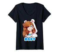 Donna Cute Roby Gamer Polar Bear Tee For Kids Gaming Lover Maglietta con Collo a V
