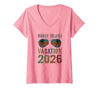 Donna Cute RODE Island Vacation 2026 Vacay Holiday Travel Maglietta con Collo a V