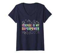 Donna Cute Science è Il Mio Insegnante di Campo Superpower Squad a Cui insegno Maglietta con Collo a V