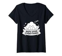 Donna Cute Sleeping Cloud Nap Lover Naps Over Everything Maglietta con Collo a V