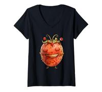 Donna Cute Strawberry Graphic for Spring Time Funny Summer Fruit Maglietta con Collo a V