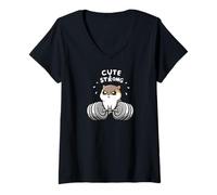Donna Cute & Strong Hamster Weightlifting Funny Gym Maglietta con Collo a V