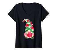 Donna Cute Summer GNOME Girl for Matching Couple Funny Watermelon Maglietta con Collo a V